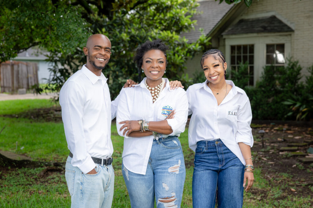 KaTrina Griffin standing with her kids